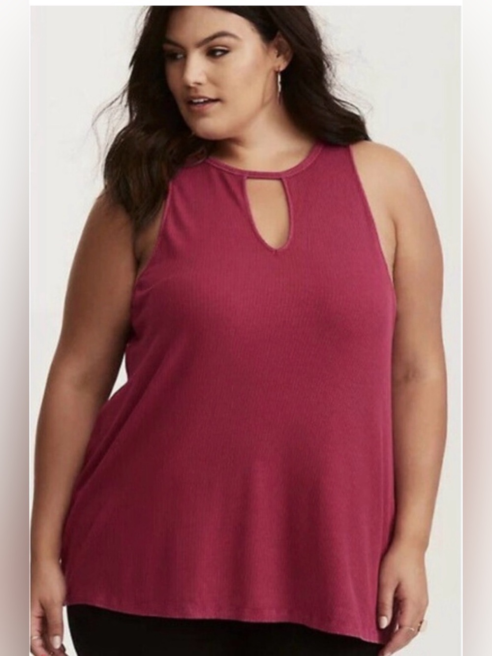 torrid Ribbed Keyhole Tank Top - Magenta
